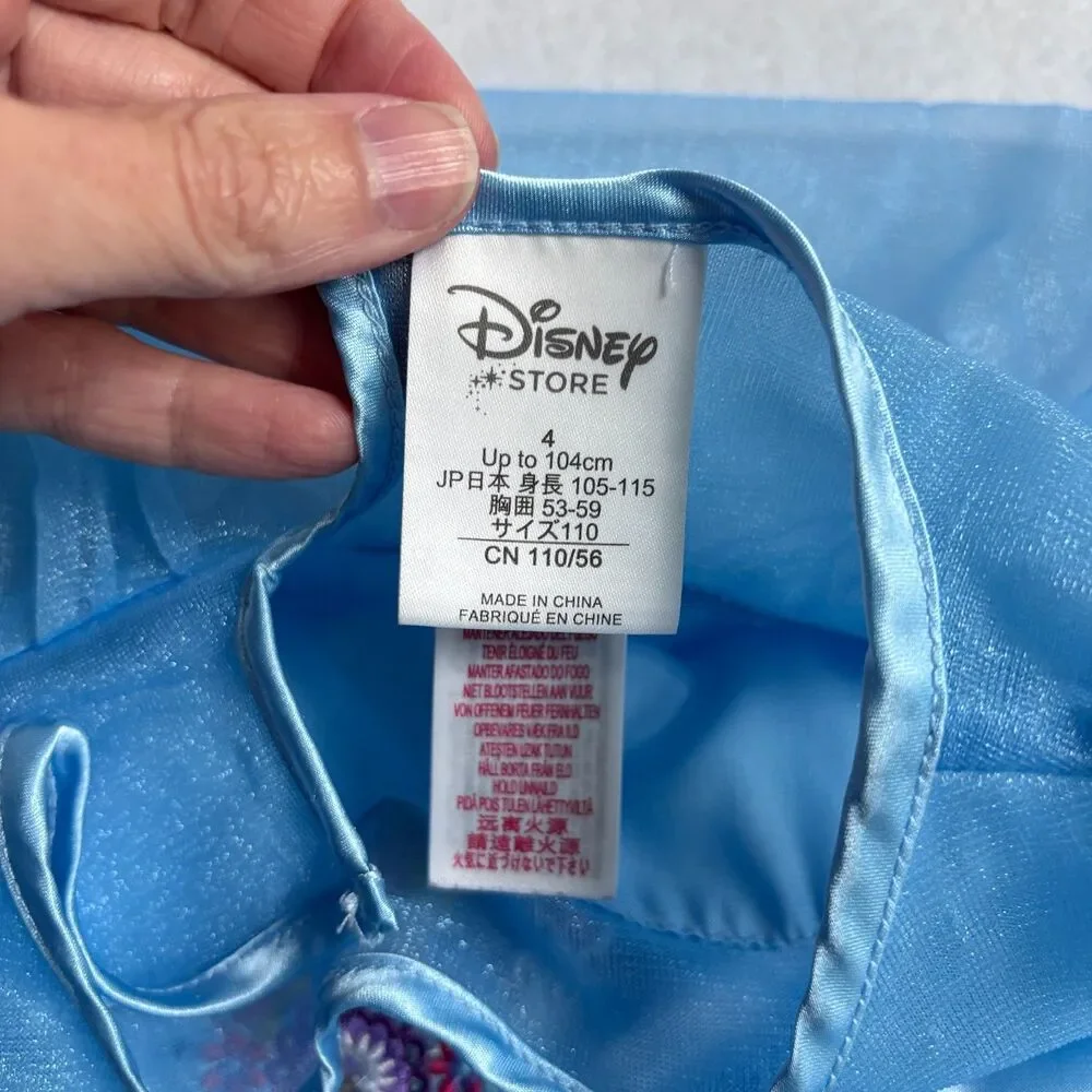 Disney Store Frozen Elsa Nightgown Costume Youth Size 4 Blue Princess Dress